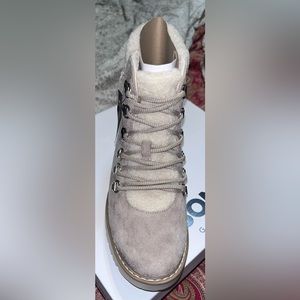 Tan hiking boots